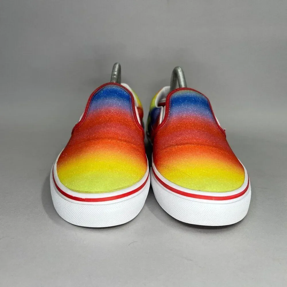 Vans Sneakers Girl's‎ Size 7 Colorful Sparkly Slip On Low Top Skate Shoes